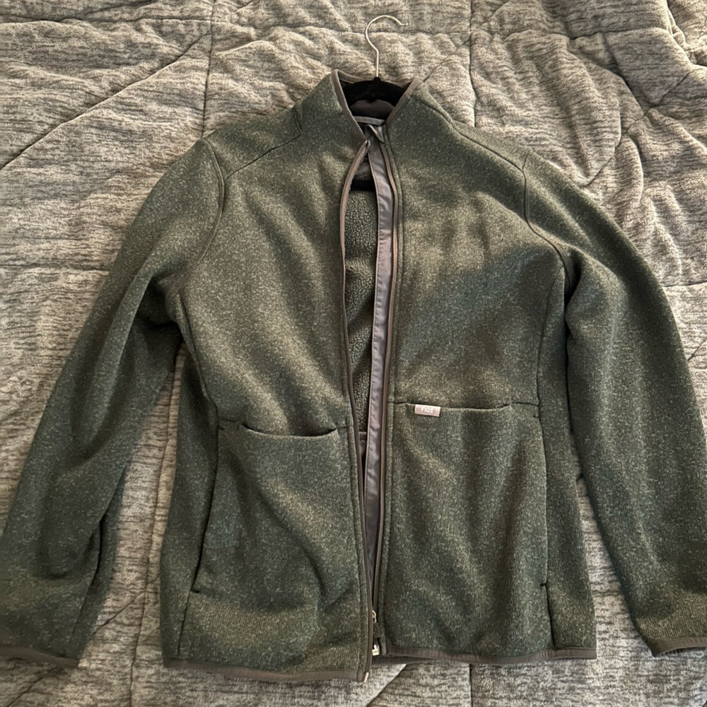 Green figs on shift knit Zip-Up Jacket